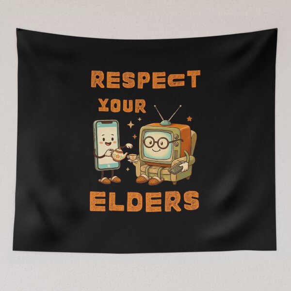 Item preview, Respect Your Elders Funny Retro TV and Smartphone Technology designed and sold by LunaMagicStudio.