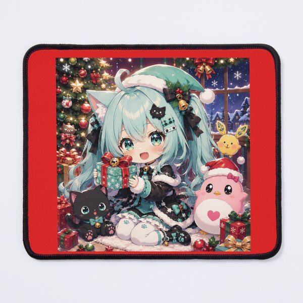 Item preview, Anime Christmas Girl Mint – Kawaii Holiday Design with Presents designed and sold by Revyra Design .