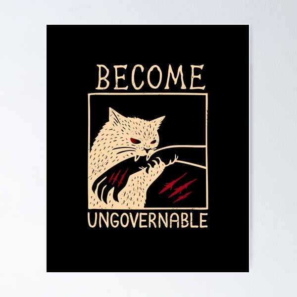 Item preview, Become Ungovernable - Black Cat Biting Hand Funny Meme designed and sold by Rahamkshop.