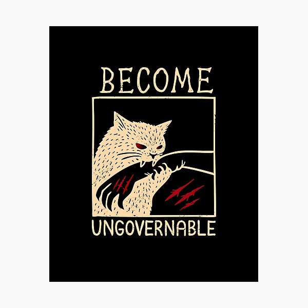 Item preview, Become Ungovernable - Black Cat Biting Hand Funny Meme designed and sold by Rahamkshop.