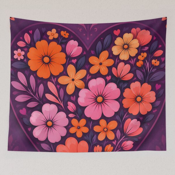 Item preview, Hearts 14 - Purple Folk Art Floral Heart Illustration designed and sold by NikaNavi.