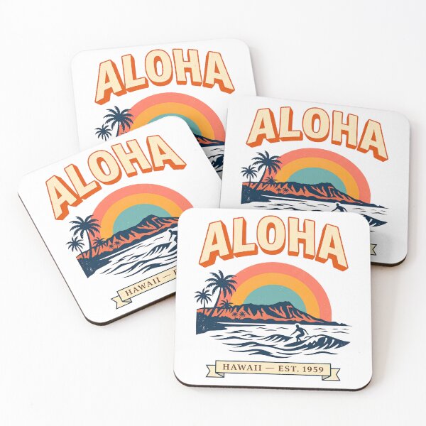 Item preview, Classic Hawaiian Surf Culture Retro Mountain Sunset designed and sold by BumbleBloom7.