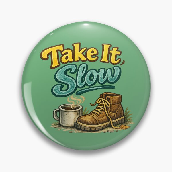 Item preview, Take It Slow – Cozy Hiking & Coffee Outdoor Lifestyle Illustration designed and sold by RosalesArts.