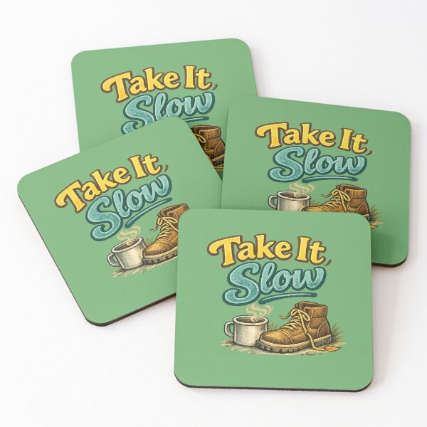 Item preview, Take It Slow – Cozy Hiking & Coffee Outdoor Lifestyle Illustration designed and sold by RosalesArts.