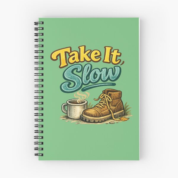 Item preview, Take It Slow – Cozy Hiking & Coffee Outdoor Lifestyle Illustration designed and sold by RosalesArts.