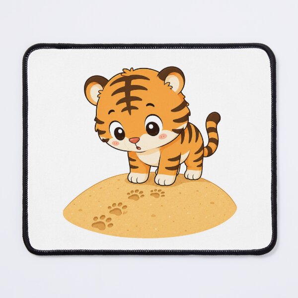 Item preview, Cute Tiger Following Paw Prints Kawaii Cartoon Desert Design designed and sold by Seculinator.