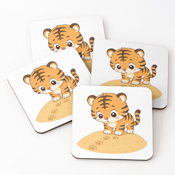 Item preview, Cute Tiger Following Paw Prints Kawaii Cartoon Desert Design designed and sold by Seculinator.