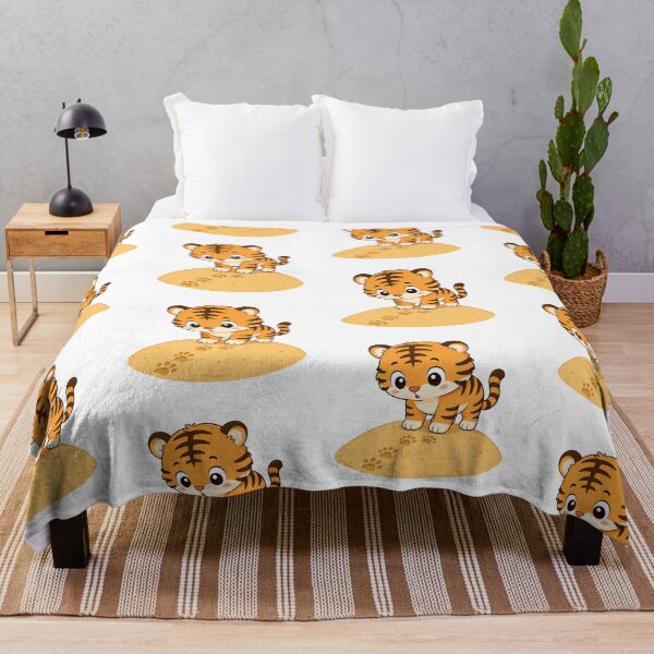 Item preview, Cute Tiger Following Paw Prints Kawaii Cartoon Desert Design designed and sold by Seculinator.