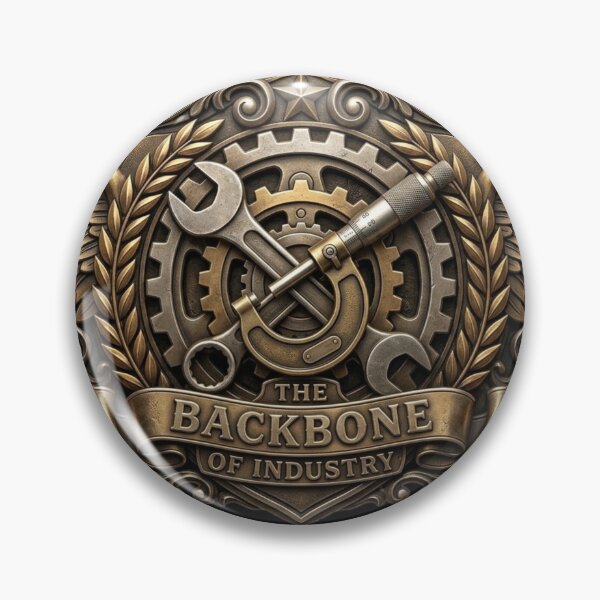 Item preview, The Backbone of Industry Machinist Engineer Mechanic Industrial Badge Design designed and sold by thoughtswear.