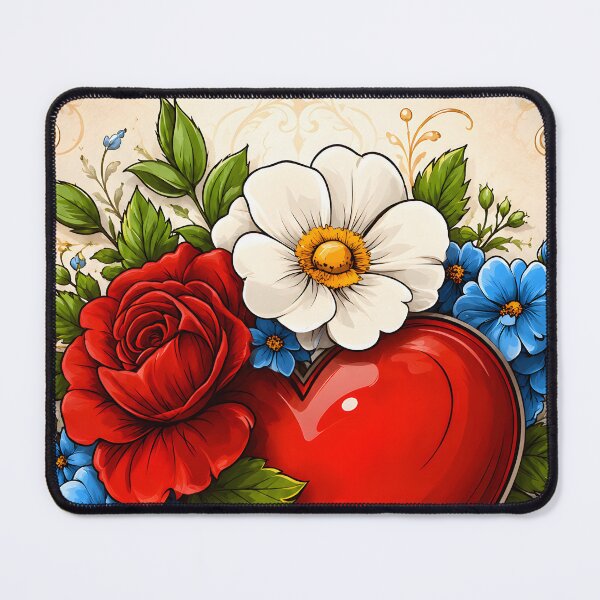 Item preview, Hearts 15 - Heart Rose and Daisy Illustration designed and sold by NikaNavi.