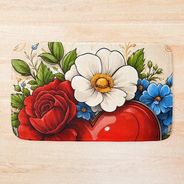 Item preview, Hearts 15 - Heart Rose and Daisy Illustration designed and sold by NikaNavi.