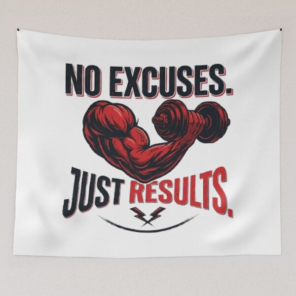 Item preview, No Excuses Just Results Gym T-Shirt | Fitness Motivation Workout Graphic designed and sold by Faisal  Shah.