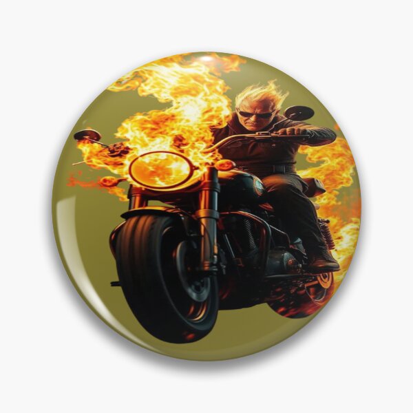 Item preview, The Legendary Hell's Veteran Biker on Fire - Badass Biker with Hellfire Flames and Sunglasses designed and sold by RAYBIL.