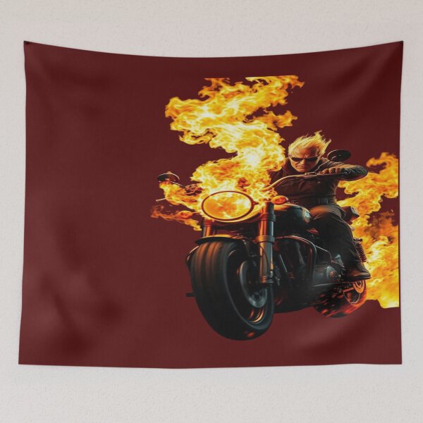Item preview, The Legendary Hell's Veteran Biker on Fire - Badass Biker with Hellfire Flames and Sunglasses designed and sold by RAYBIL.