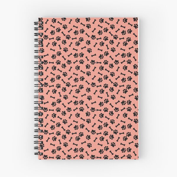 Item preview, Coral And Black Dog Paw And Bone Pattern designed and sold by pattern-archive.