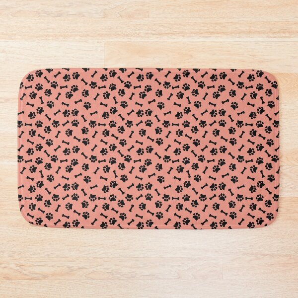 Item preview, Coral And Black Dog Paw And Bone Pattern designed and sold by pattern-archive.