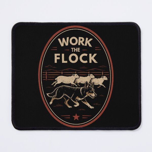 Item preview, Work The Flock Australian Kelpie Vintage Farm Dog Ranch Badge designed and sold by RusticMeadow.