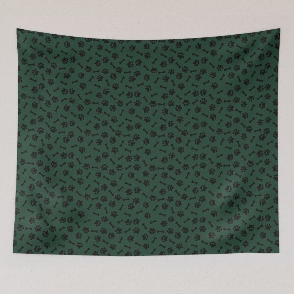 Item preview, Forest Green And Black Dog Paw And Bone Pattern designed and sold by pattern-archive.