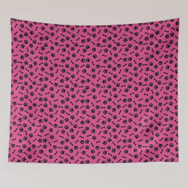 Item preview, Hot Pink And Black Dog Paw And Bone Pattern designed and sold by pattern-archive.