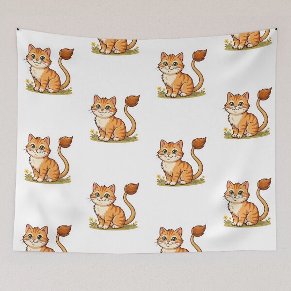 Item preview, Cute Orange Tabby Cat Sticker | Kawaii Ginger Kitty Cartoon with Big Green Eyes designed and sold by PrintforDesign.