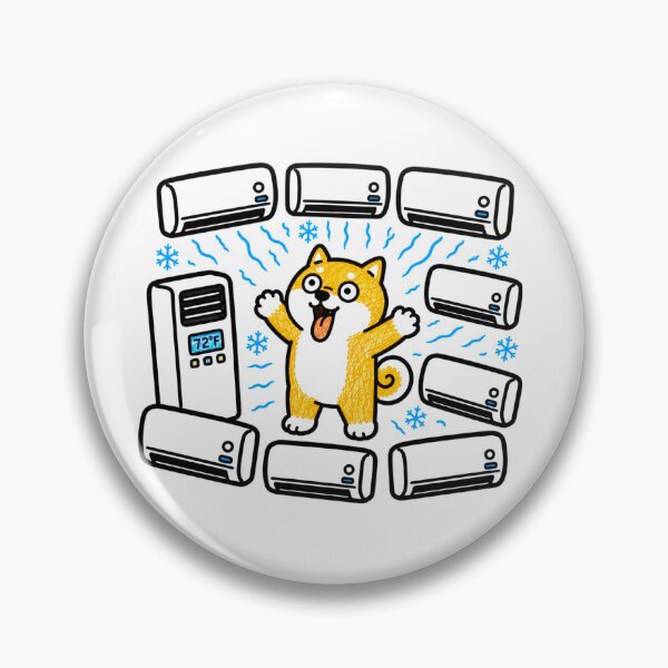Item preview, Happy Shiba Inu Surrounded by Air Conditioners Funny Summer Cooling Kawaii Dog Illustration designed and sold by Tiny Paw by jojojo Studio.