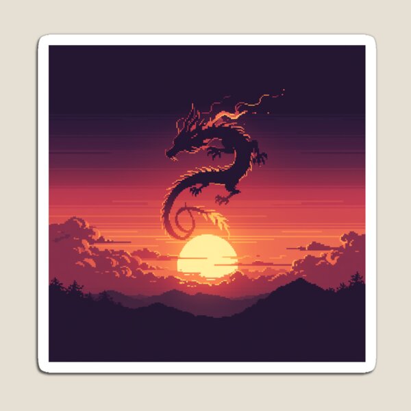 Item preview, Eastern Dragon Sunset 32-bit pixel design designed and sold by NijiWorld.