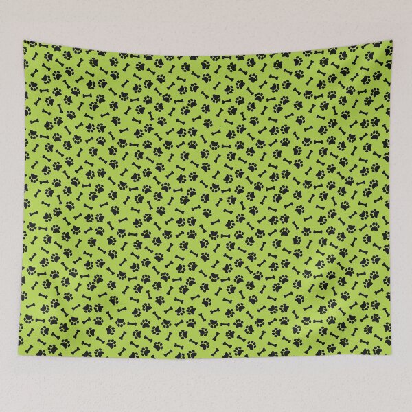 Item preview, Lime And Black Dog Paw And Bone Pattern designed and sold by pattern-archive.