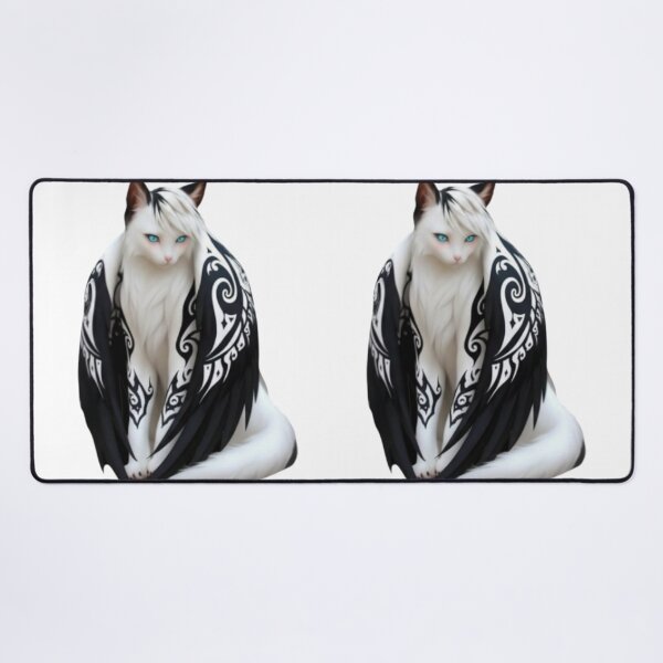 Item preview, White Cat with Black Tribal Wings T-Shirt designed and sold by IMOBILYARI.