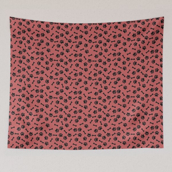 Item preview, Pastel Red And Black Dog Paw And Bone Pattern designed and sold by pattern-archive.
