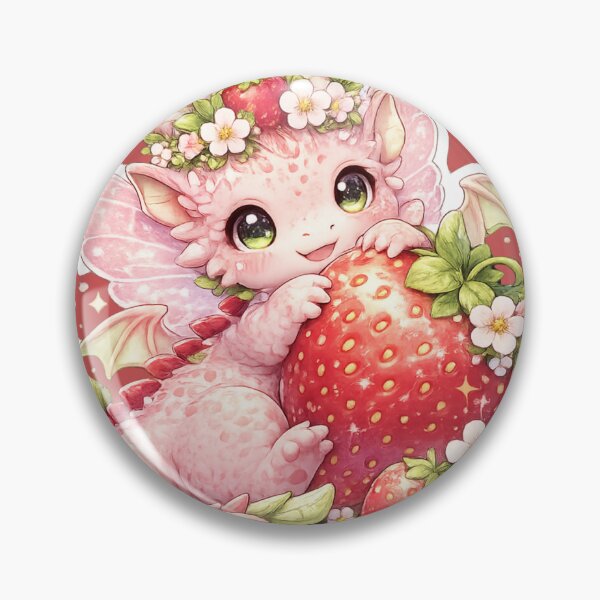 Item preview, Cute Baby Strawberry Dragon – Kawaii Fantasy Dragon Sticker designed and sold by Moonlight Studio.