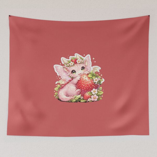 Item preview, Cute Baby Strawberry Dragon – Kawaii Fantasy Dragon Sticker designed and sold by Moonlight Studio.