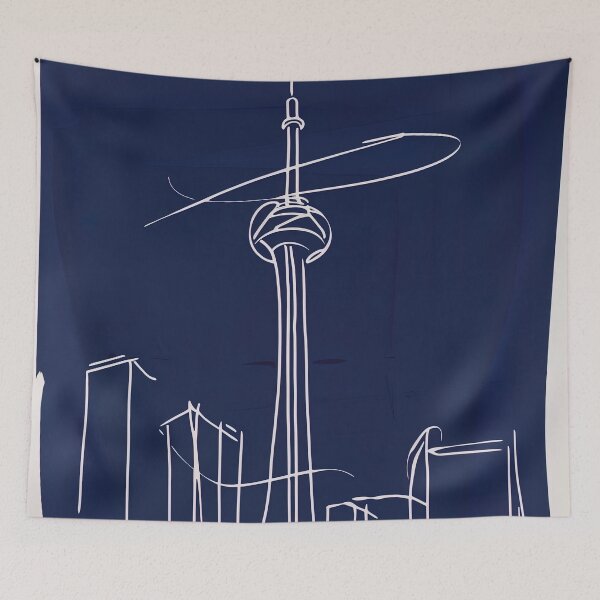 Item preview, CN Tower - Blue Abstract Art designed and sold by shadow-bloom.