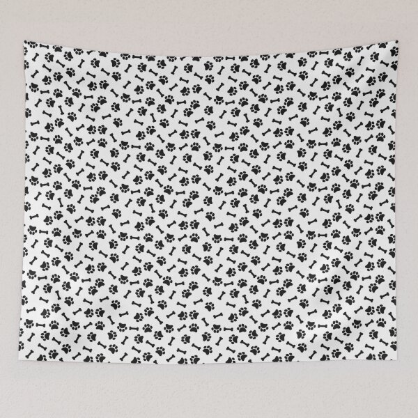 Item preview, White And Black Dog Paw And Bone Pattern designed and sold by pattern-archive.