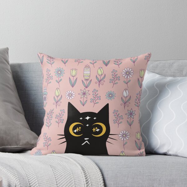 Item preview, Floral Black Cat designed and sold by IvysCreativityHouse.