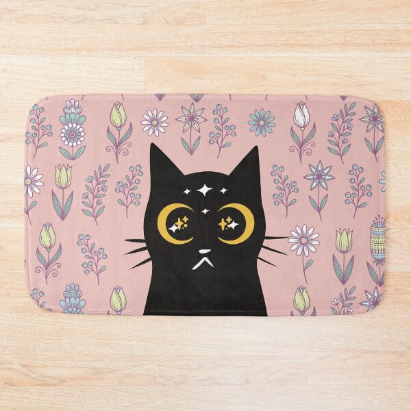 Item preview, Floral Black Cat designed and sold by IvysCreativityHouse.