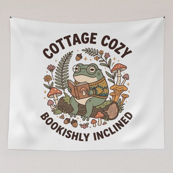 Item preview, Frog Cottagecore Reading Space Bookworm Vintage Art designed and sold by ART ATTACK ZONE.