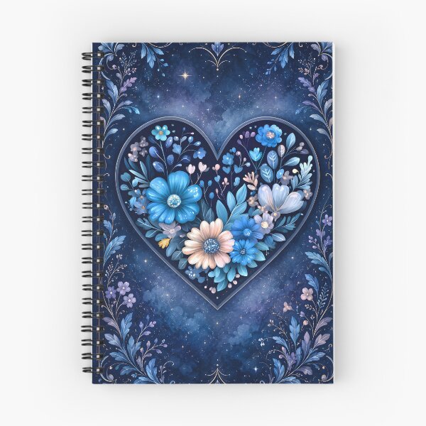 Item preview, Hearts 18 - Blue Night Galaxy Floral Heart Art designed and sold by NikaNavi.