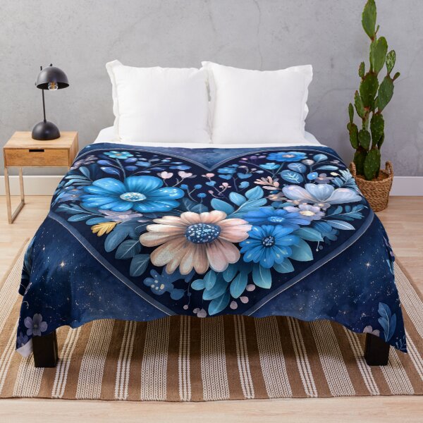 Item preview, Hearts 18 - Blue Night Galaxy Floral Heart Art designed and sold by NikaNavi.