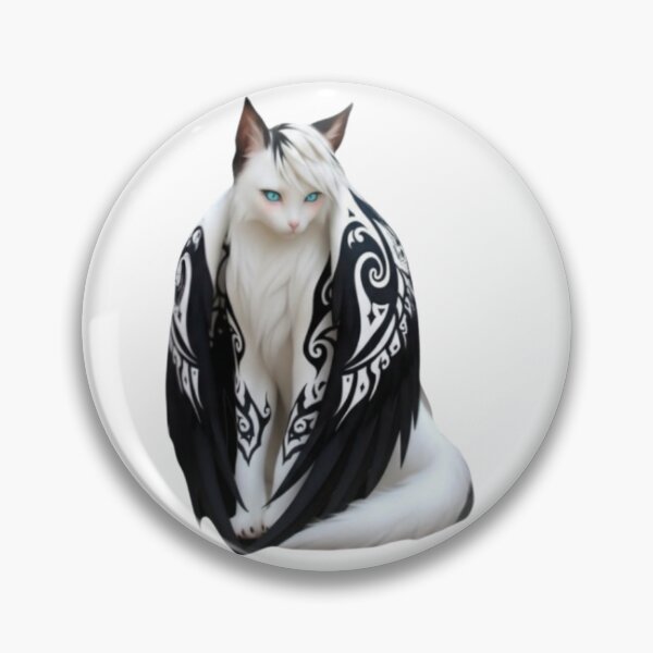 Item preview, White Cat with Black Tribal Wings T-Shirt designed and sold by IMOBILYARI VibeCore.