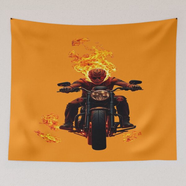 Item preview, The Spirit of Vengeance on Two Wheels, Skull on Fire Biker - Supernatural Biker and Hellfire (Ghost Rider Style) designed and sold by RAYBIL.