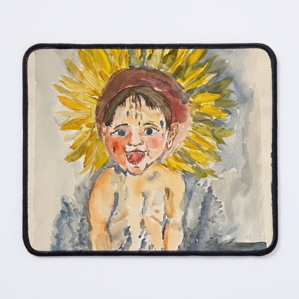 Item preview, Summer Emotion - Happy Child in Sunflower Hat Watercolor Painting designed and sold by San159.