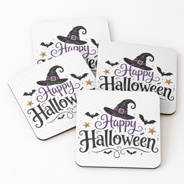 Item preview, Happy Halloween Witch Hat & Bats Gold Stars Spooky Cute Design designed and sold by Moonlight Studio.