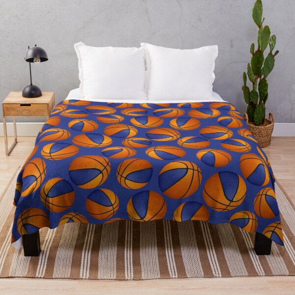 Item preview, Basketballs pattern with blue & orange team colors designed and sold by katzdzynes.