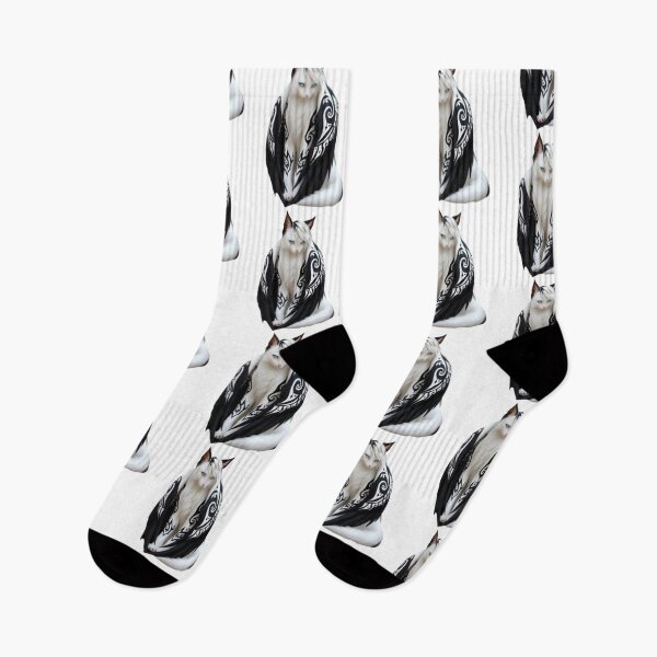Item preview, White Cat with Black Tribal Wings T-Shirt designed and sold by IMOBILYARI VibeCore.