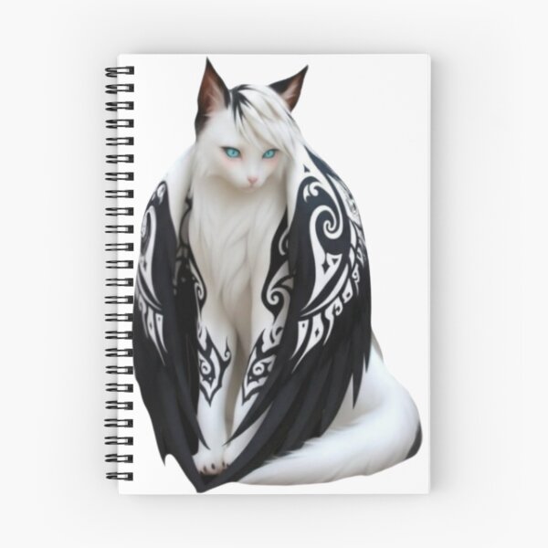Item preview, White Cat with Black Tribal Wings T-Shirt designed and sold by Studio VibeCore.