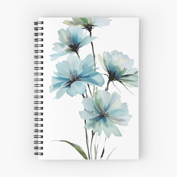 Item preview, Light blue watercolor flowers on a white background designed and sold by norachiang.