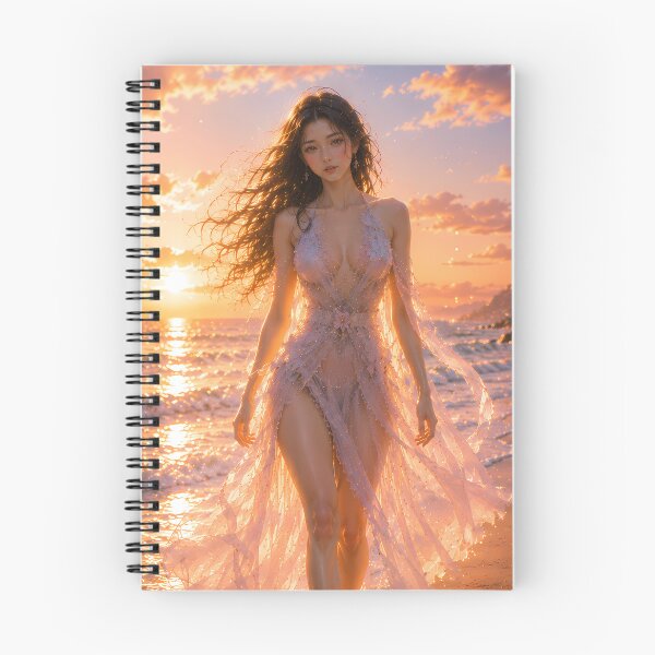 Item preview, Sunset Mermaid Walking the Shore | Fantasy Ocean Art designed and sold by ManJiangHong.
