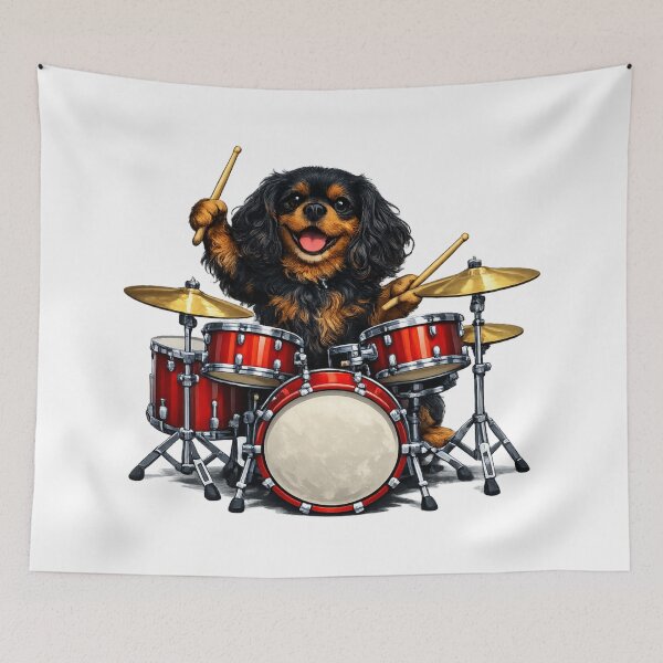 Item preview, Drum playing Black and Tan Cavalier designed and sold by SpottyRainbow.