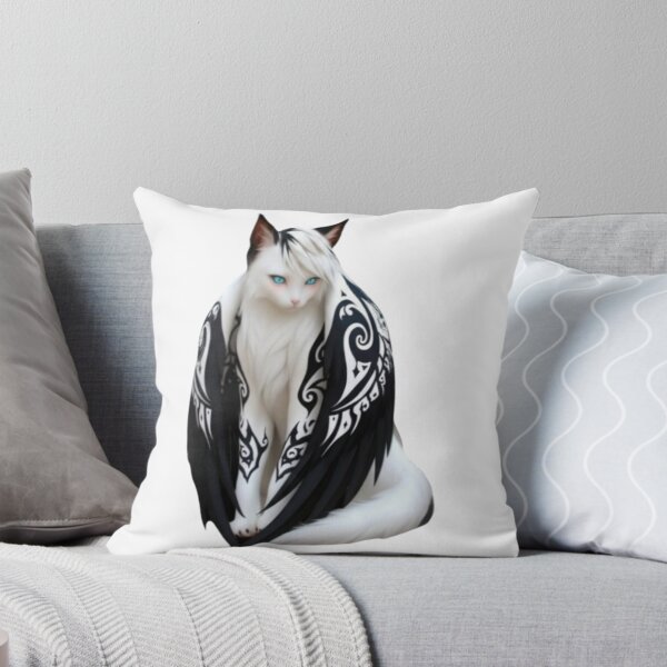 Item preview, White Cat with Black Tribal Wings T-Shirt designed and sold by IMOBILYARI.