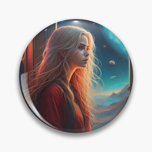 Item preview, Cosmic Train Passenger Blonde Woman Alien Planet Painting designed and sold by UmSkelig834.